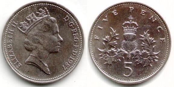 1987 5p penny