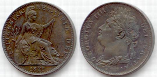 1821 proof farthing