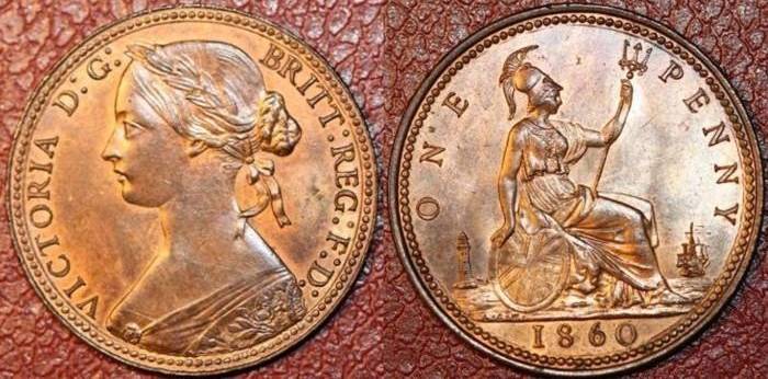 1855 Queen Victoria Young Head Copper Penny
