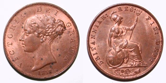 1858 copper halfpenny