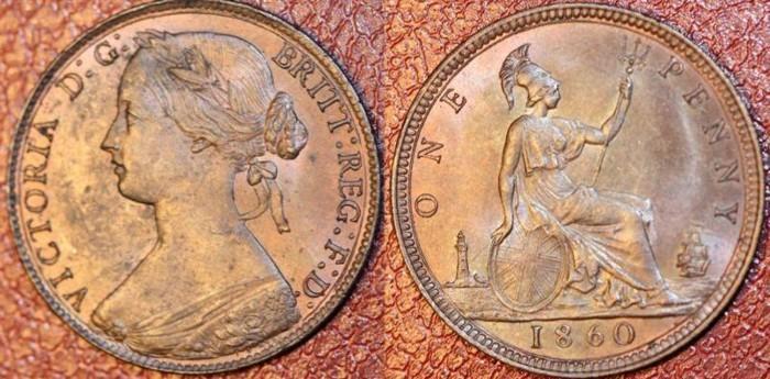 1855 Queen Victoria Young Head Copper Penny