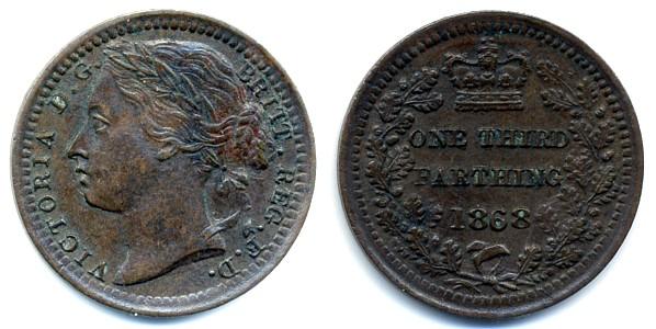 1868 Third Farthing obverse